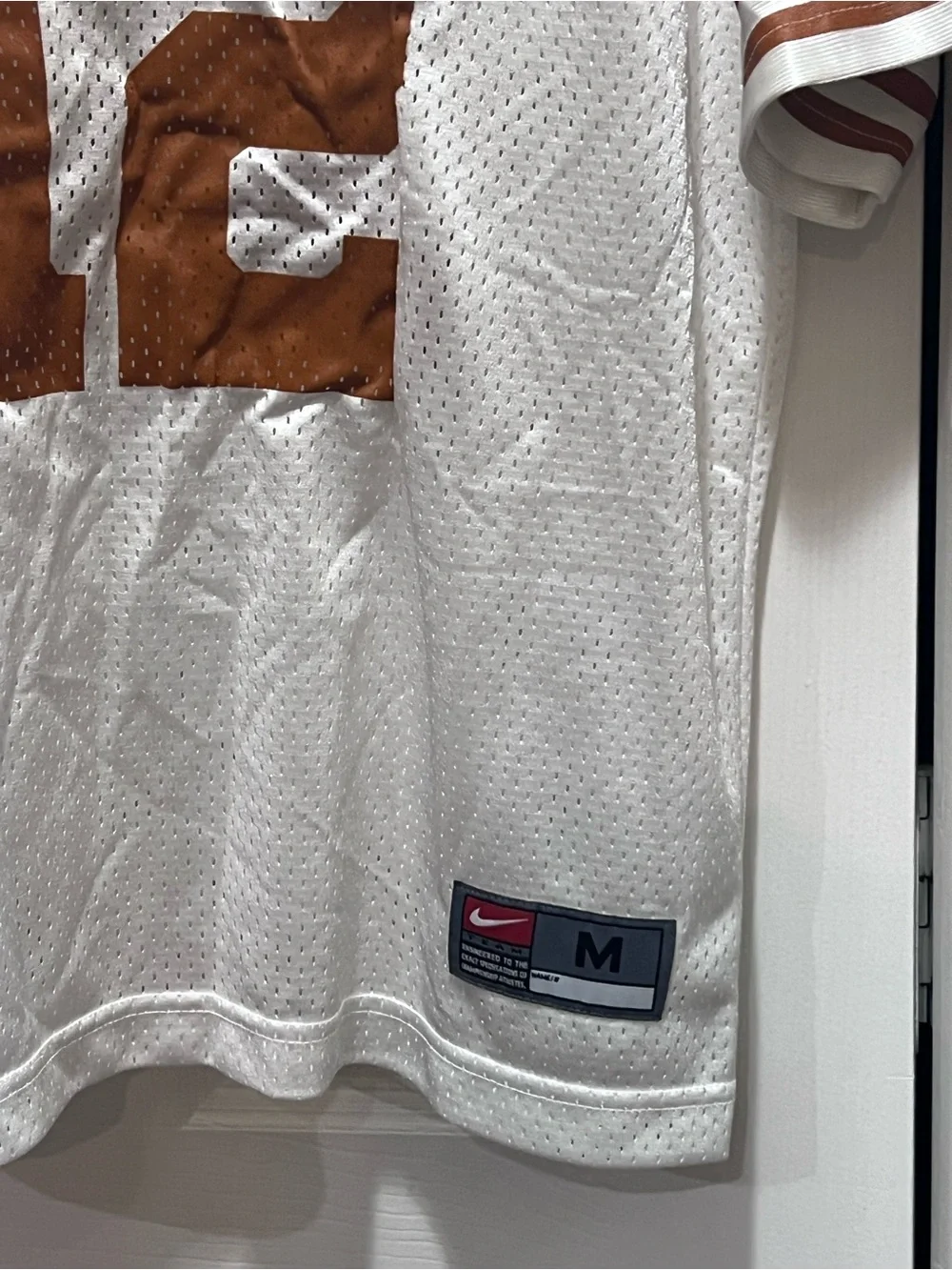 Nike White and Burnt Orange Texas #12 Football Jersey